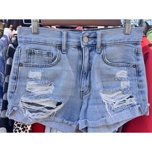 Aeropostale Mom Shorts Size 2 Blue Distressed Denim Cut-off Jeans